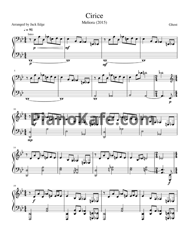 Ноты Ghost - Cirice - PianoKafe.com