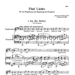 Ноты И. Брамс - Пять песен (op. 107) - предпросмотр