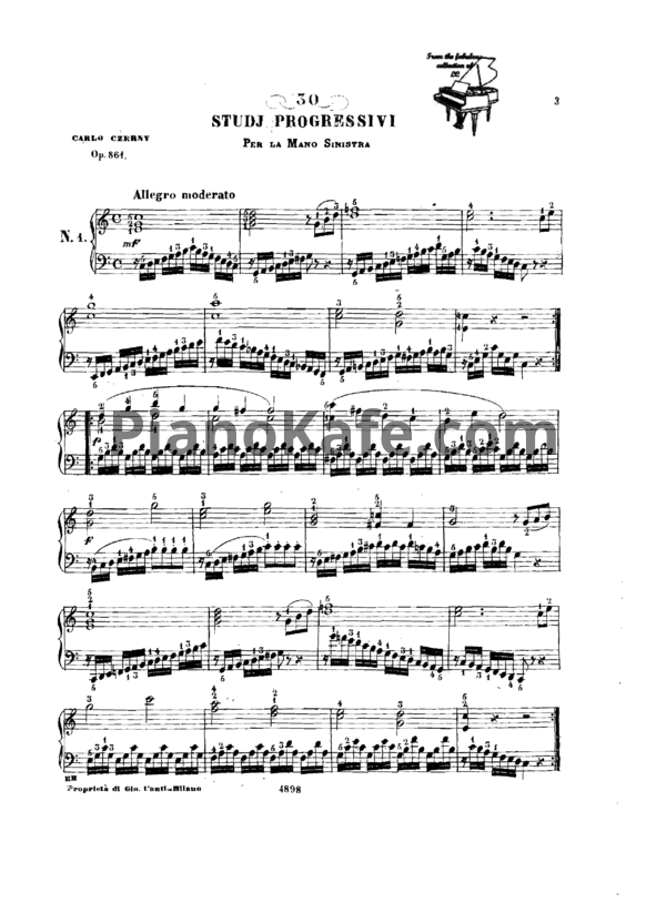 Ноты Карл Черни - Новая школа левой руки, Op. 861 - PianoKafe.com
