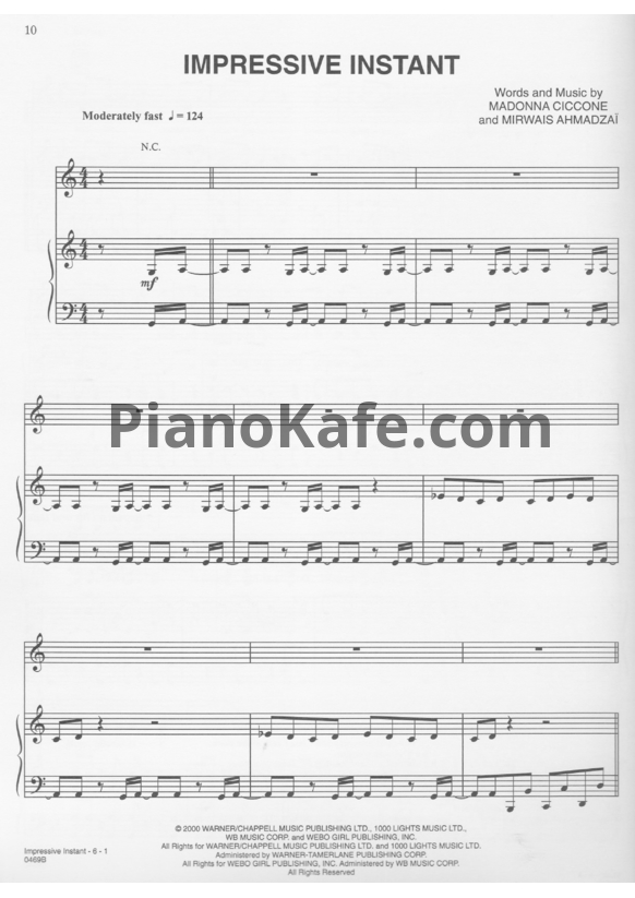 Ноты Madonna - Impressive instant - PianoKafe.com