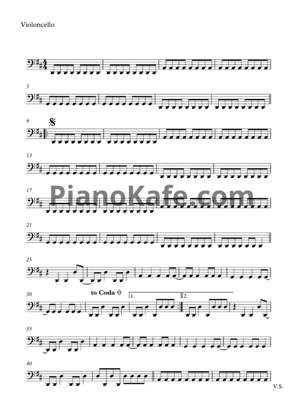 Ноты Jimmy Eat World - The middle (для виолончели) - PianoKafe.com