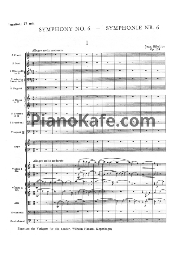 Ноты Ян Сибелиус - Симфония №6 pе минор (Op. 104, партитура) - PianoKafe.com