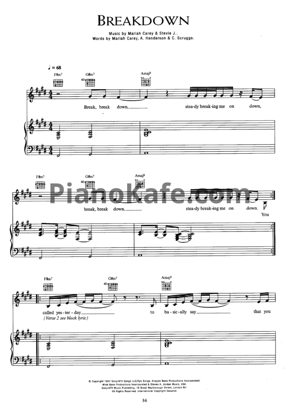 Ноты Mariah Carey - Breakdown - PianoKafe.com