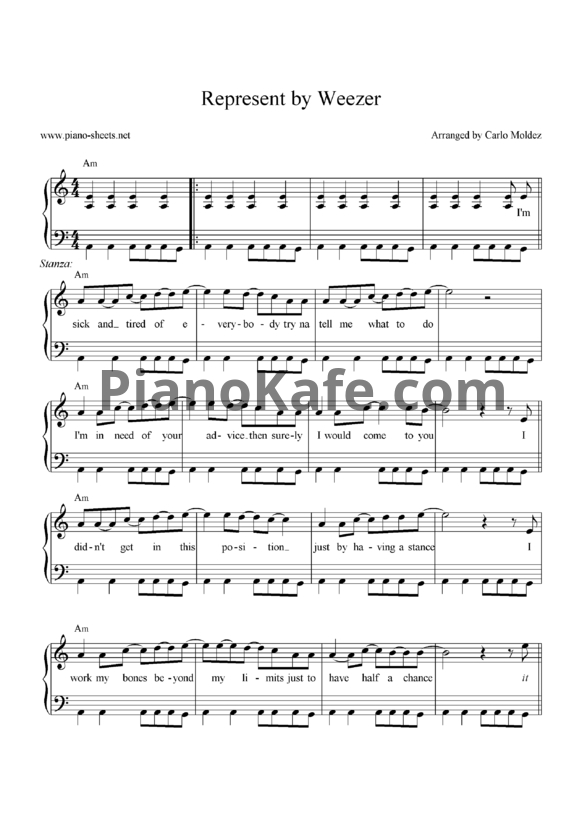 Ноты Weezer - Represent - PianoKafe.com