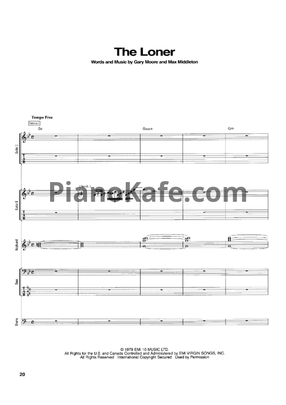 Ноты Gary Moore - The loner (Партитура) - PianoKafe.com