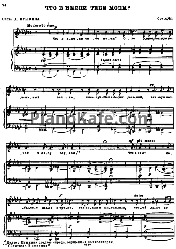 Ноты Н. Римский-Корсаков - Четыре романса (Op.4, №1) - PianoKafe.com
