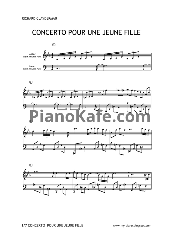 Ноты Richard Clayderman - Concerto pour une Jeune fille - PianoKafe.com