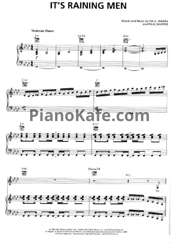 Ноты Geri Halliwell - It's raining men - PianoKafe.com