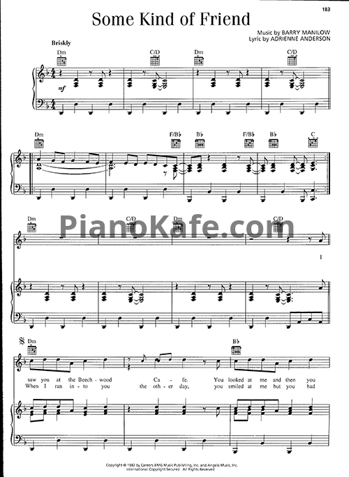 Ноты Barry Manilow - Some kind of friend - PianoKafe.com