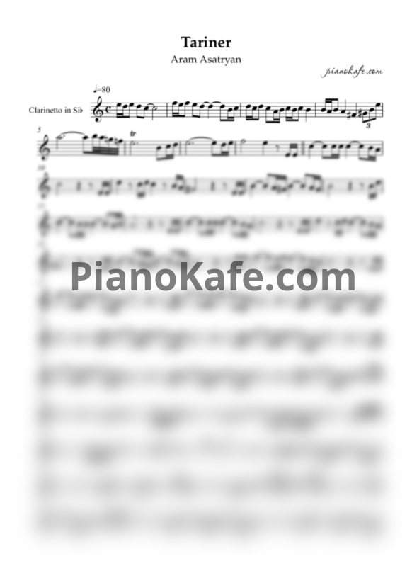 Ноты Aram Asatryan - Tariner (Переложение для кларнета) - PianoKafe.com