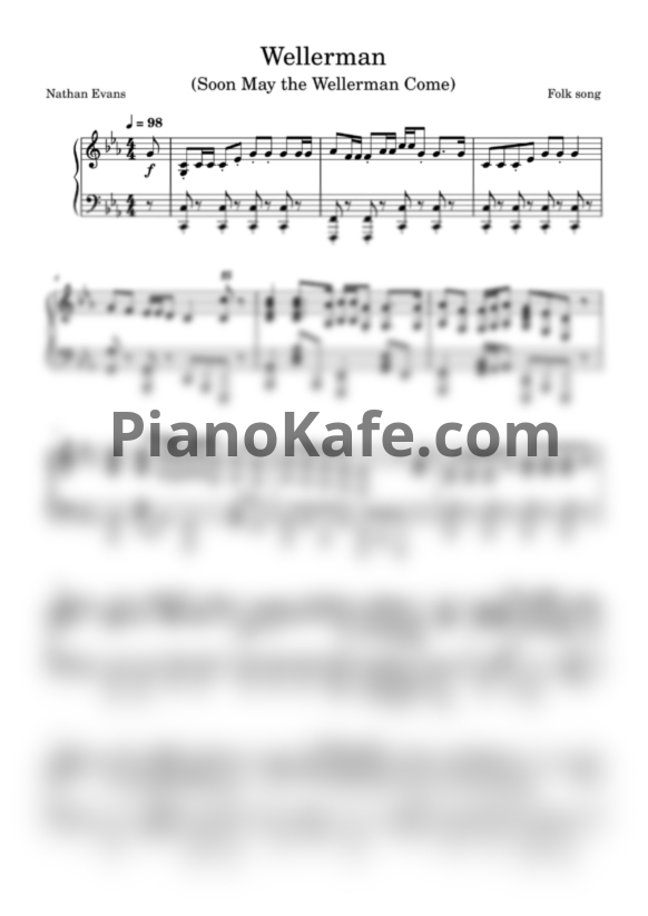 Ноты Nathan Evans - Wellerman (Piano cover) - PianoKafe.com
