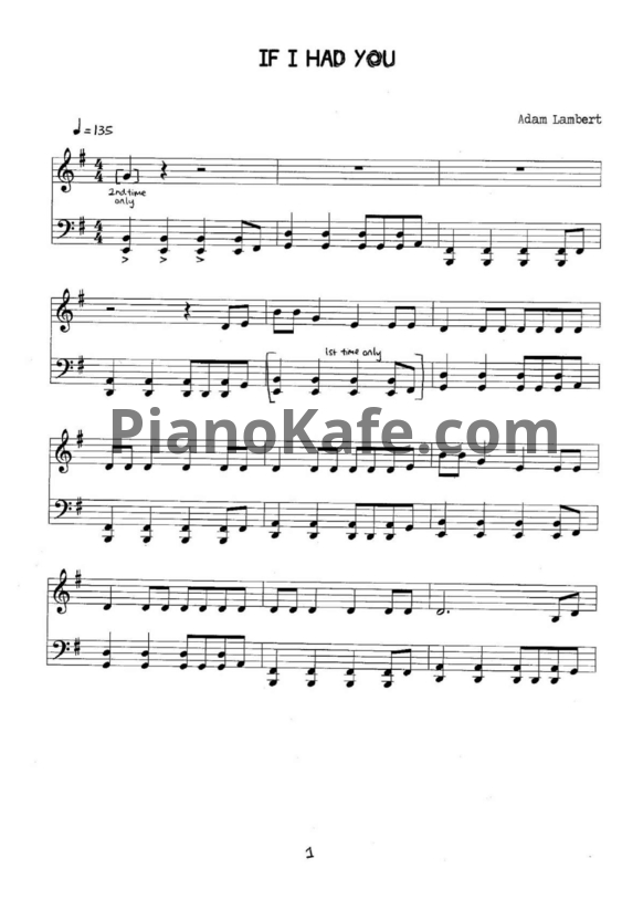 Ноты Adam Lambert - If I had You - PianoKafe.com
