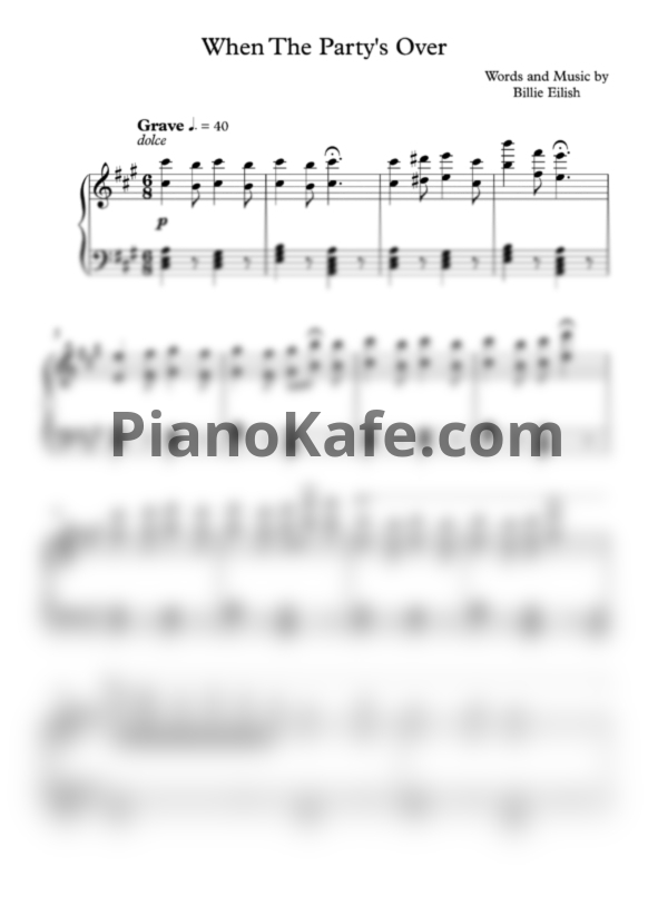Ноты Billie Eilish - When the party's over - PianoKafe.com
