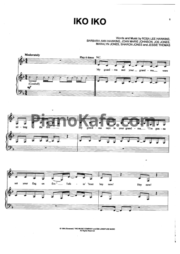 Ноты James Crawford - Iko Iko - PianoKafe.com