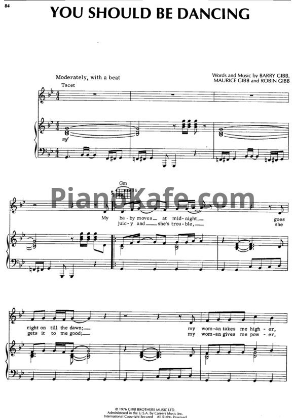 Ноты Bee Gees - You should be dancing - PianoKafe.com