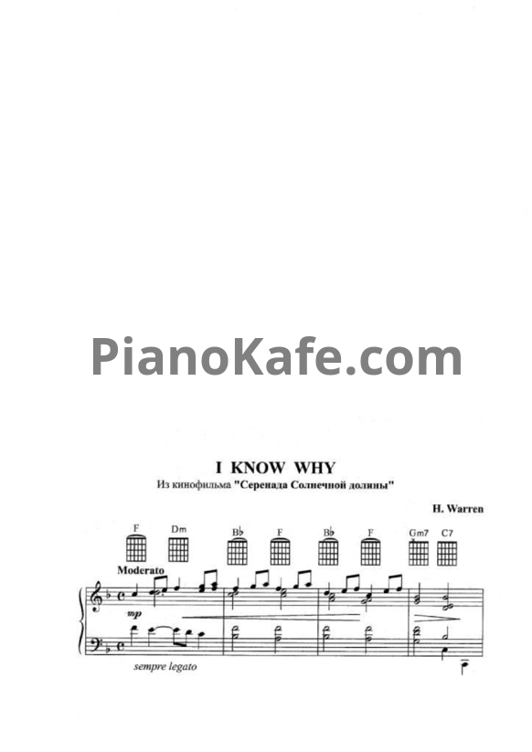 Ноты Harry Warren - I know why - PianoKafe.com