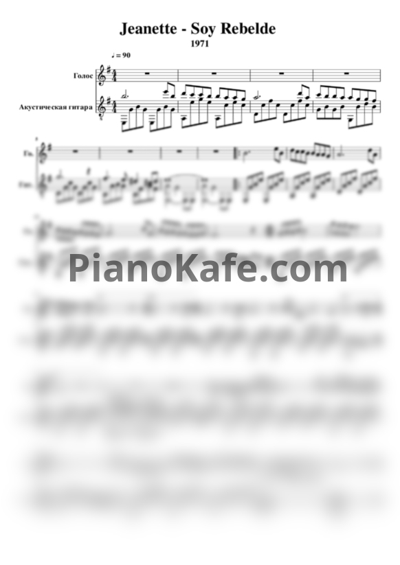 Ноты Jeanette - Soy rebelde - PianoKafe.com