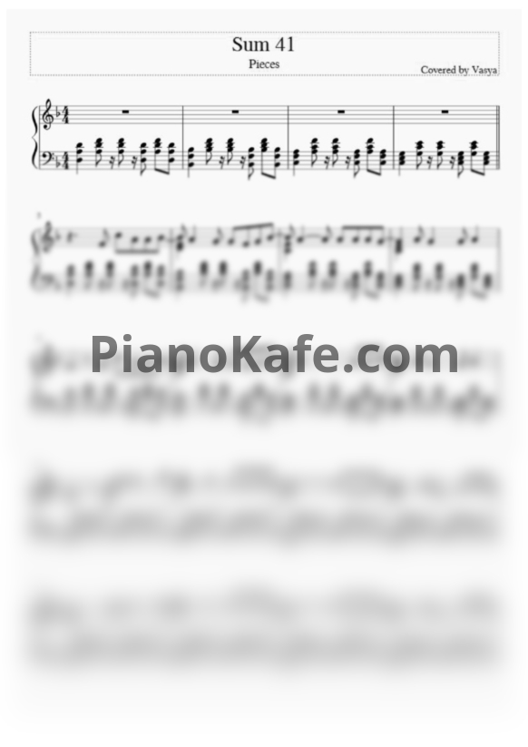 Ноты Sum 41 - Pieces (Версия 2) - PianoKafe.com