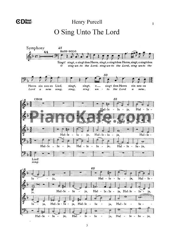 Ноты Генри Пёрселл - O sing unto the Lord - PianoKafe.com