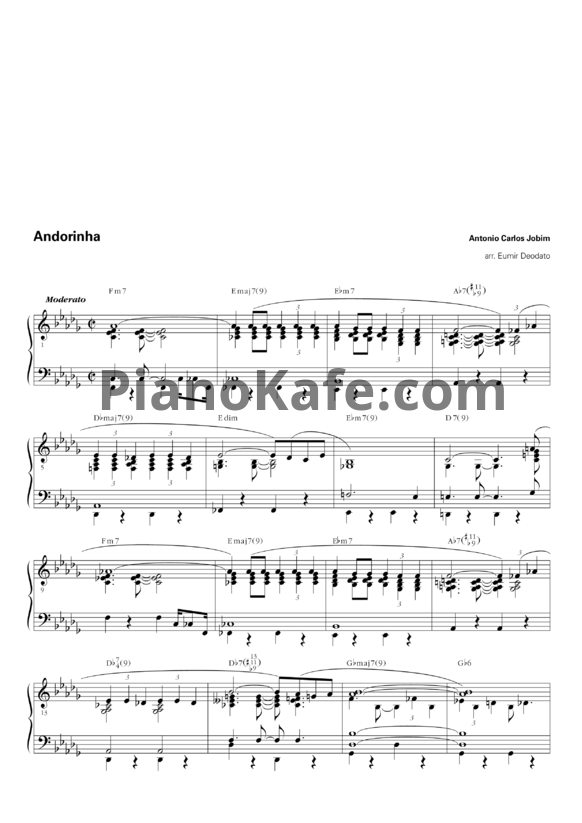 Ноты Antonio Carlos Jobim - Andorinha - PianoKafe.com