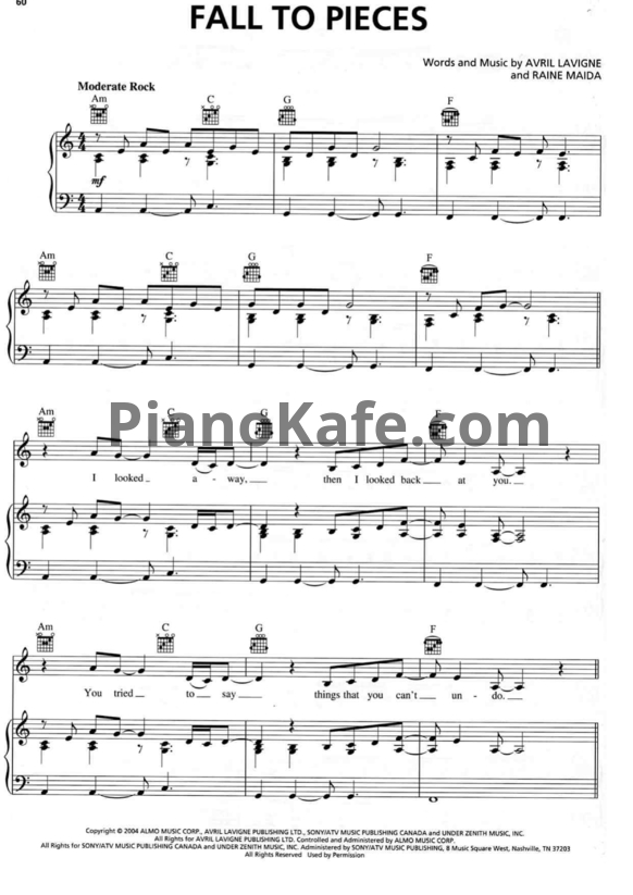 Ноты Avril Lavigne - Fall to pieces - PianoKafe.com