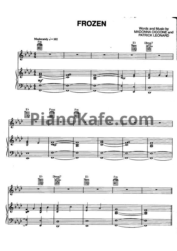 Ноты Madonna - Frozen - PianoKafe.com