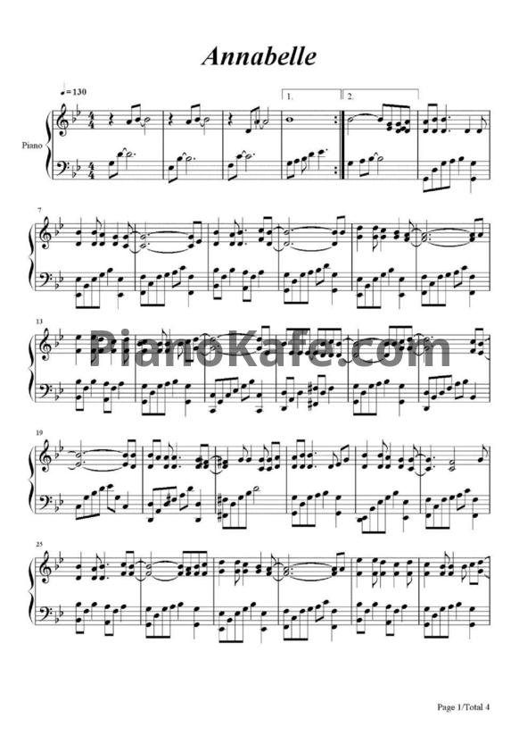 Ноты Pianoboy - Annabelle - PianoKafe.com