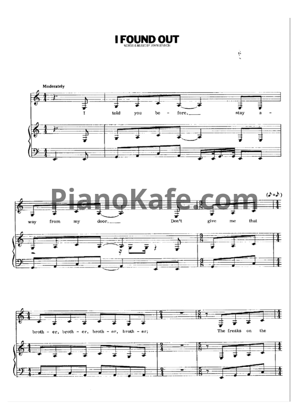 Ноты John Lennon - I found out - PianoKafe.com