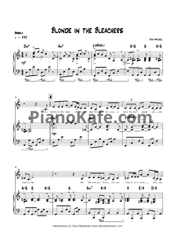 Ноты Joni Mitchell - Blonde in the bleachers - PianoKafe.com
