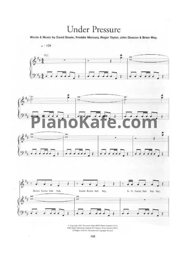 Ноты Queen - Under pressure - PianoKafe.com