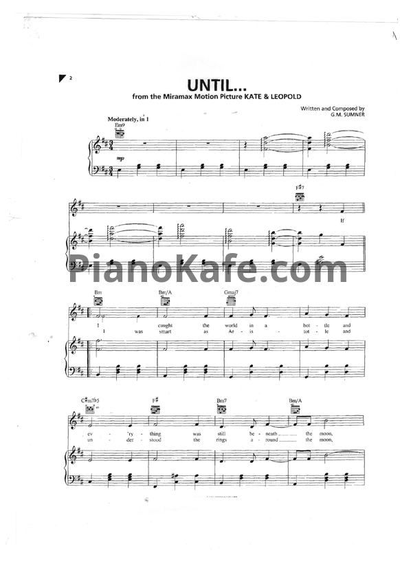 Ноты Sting - Until - PianoKafe.com