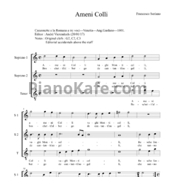 Ноты Ф. Сориано - Мадригал "Ameni Colli" - предпросмотр