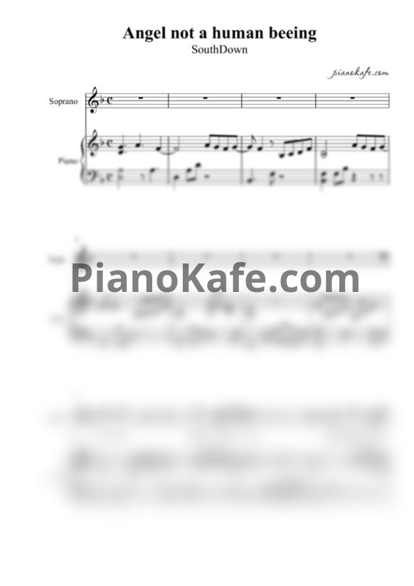 Ноты SouthDown - Angel not a human beeing (Piano version) - PianoKafe.com