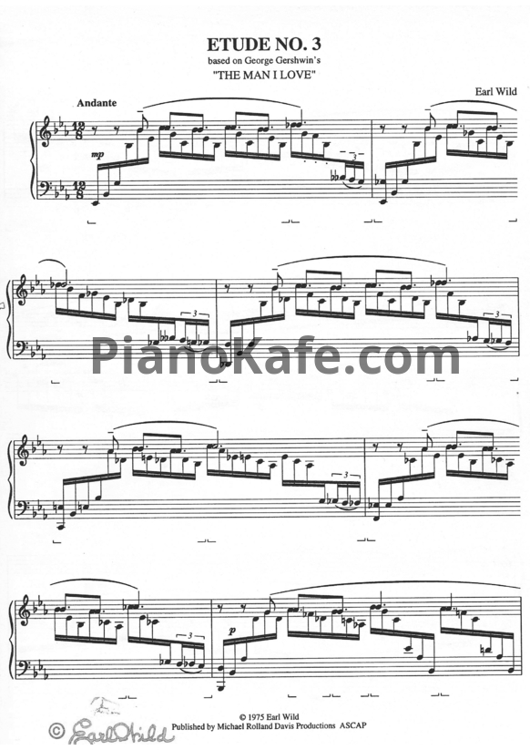 Ноты Earl Wild - Etude №3 based on George Gershwin's "The man I love" - PianoKafe.com