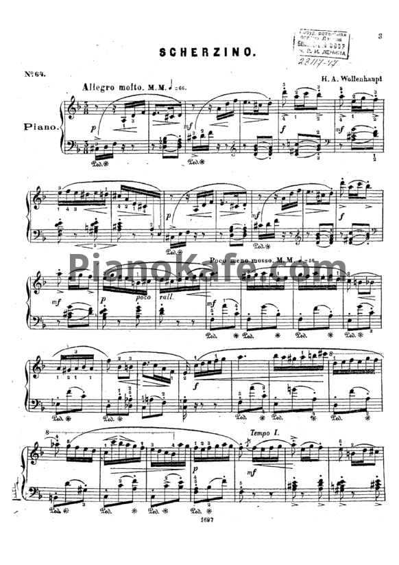 Ноты Герман Волленгаупт - Скерцино (№ 64) - PianoKafe.com