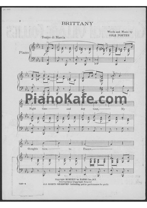 Ноты Cole Porter - Brittany - PianoKafe.com
