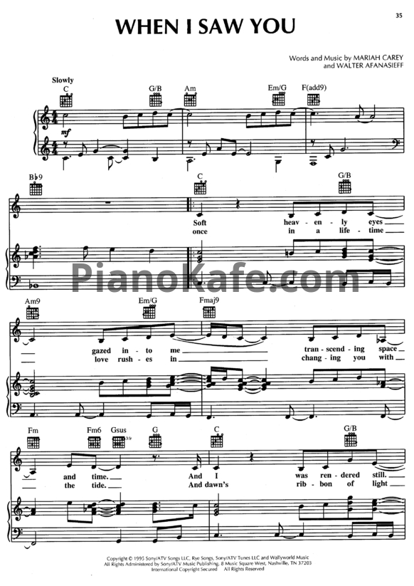 Ноты Mariah Carey - When I saw you - PianoKafe.com