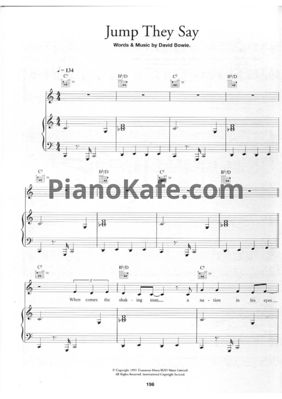 Ноты David Bowie - Jump they say - PianoKafe.com