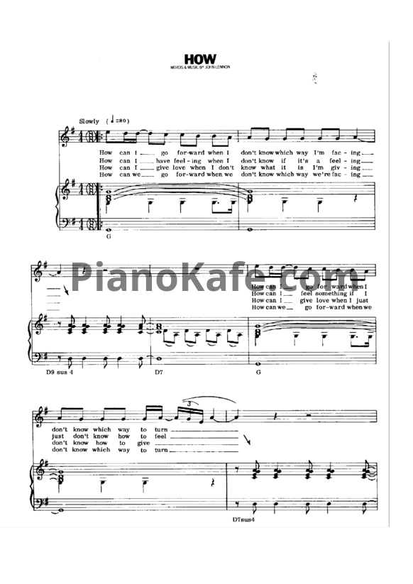 Ноты John Lennon - How - PianoKafe.com