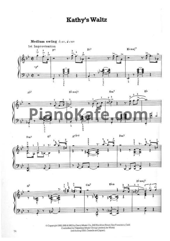 Ноты Dave Brubeck - Kathy's waltz - PianoKafe.com