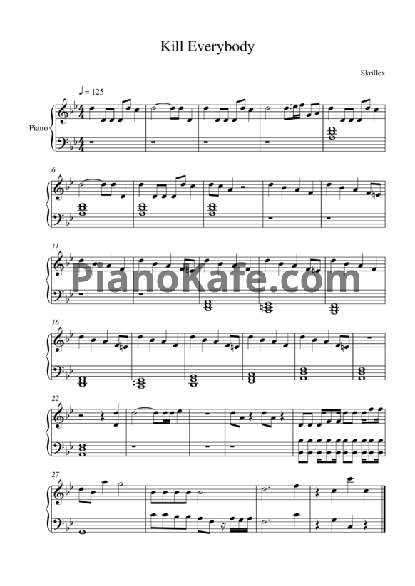 Ноты Skrillex - Kill everybody - PianoKafe.com